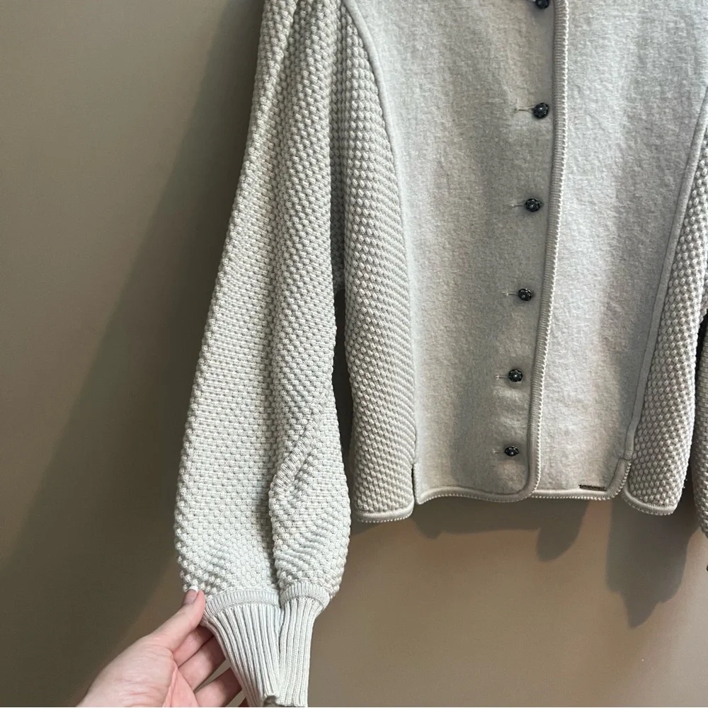 Geiger Button-Front Textured Wool Cardigan - Picture 2 of 6